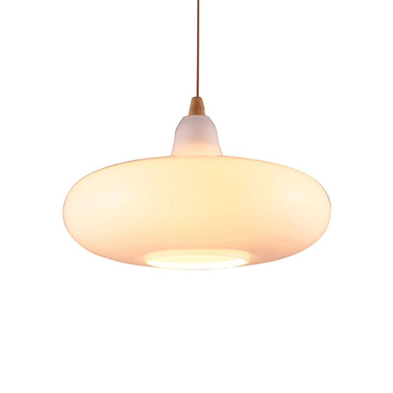 Contemporary Smoky/Amber/White Glass Pendant Light - Global/Gourd/Ellipse Design 1-Light Dining Room