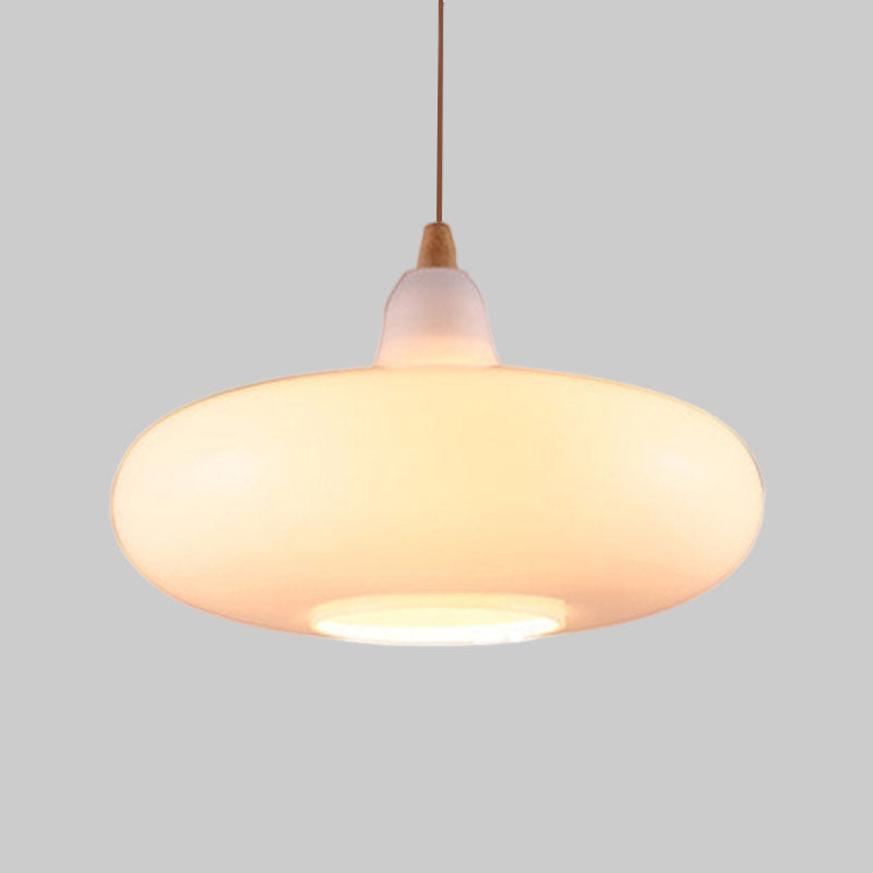 Contemporary Smoky/Amber/White Glass Pendant Light - Global/Gourd/Ellipse Design 1-Light Dining Room