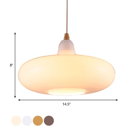 Contemporary Smoky/Amber/White Glass Pendant Light - Global/Gourd/Ellipse Design 1-Light Dining Room