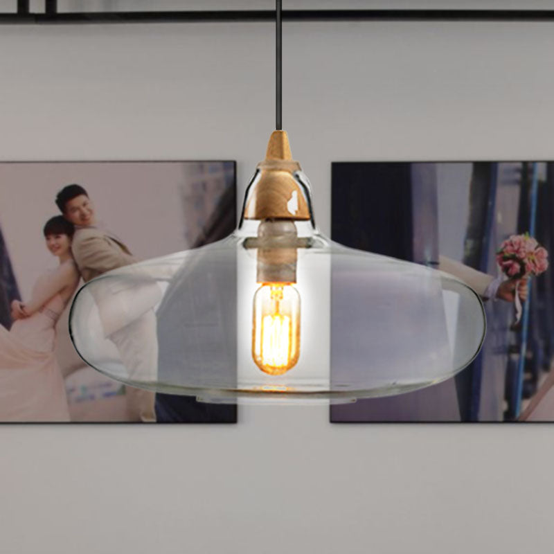 Contemporary Smoky/Amber/White Glass Pendant Light - Global/Gourd/Ellipse Design 1-Light Dining Room