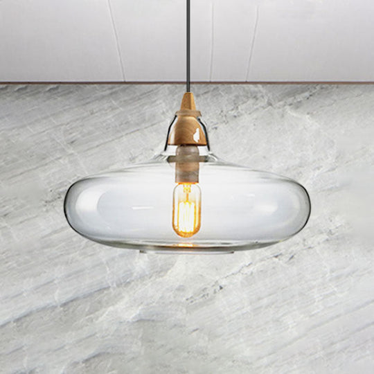 Contemporary Smoky/Amber/White Glass Pendant Light - Global/Gourd/Ellipse Design 1-Light Dining Room