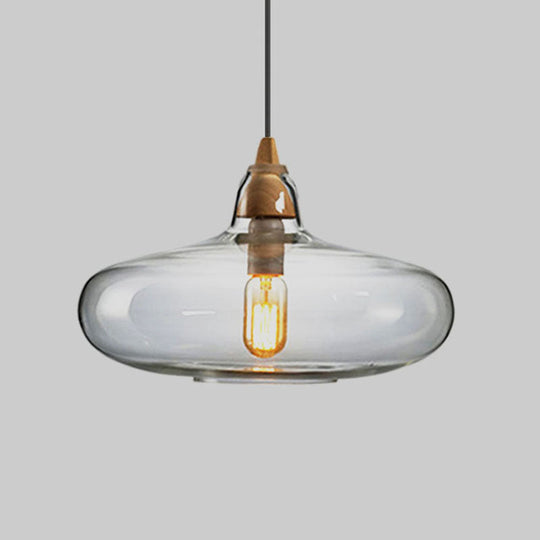 Contemporary Smoky/Amber/White Glass Pendant Light - Global/Gourd/Ellipse Design 1-Light Dining Room