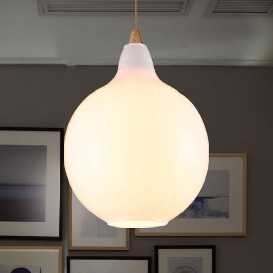 Contemporary Smoky/Amber/White Glass Pendant Light - Global/Gourd/Ellipse Design 1-Light Dining Room