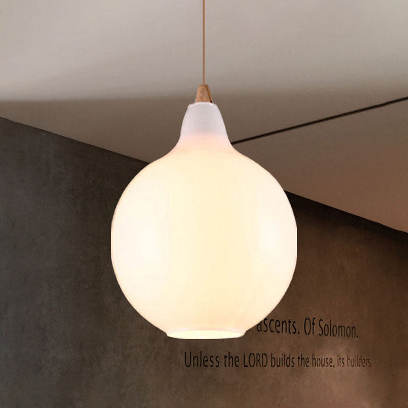 Contemporary Smoky/Amber/White Glass Pendant Light - Global/Gourd/Ellipse Design 1-Light Dining Room