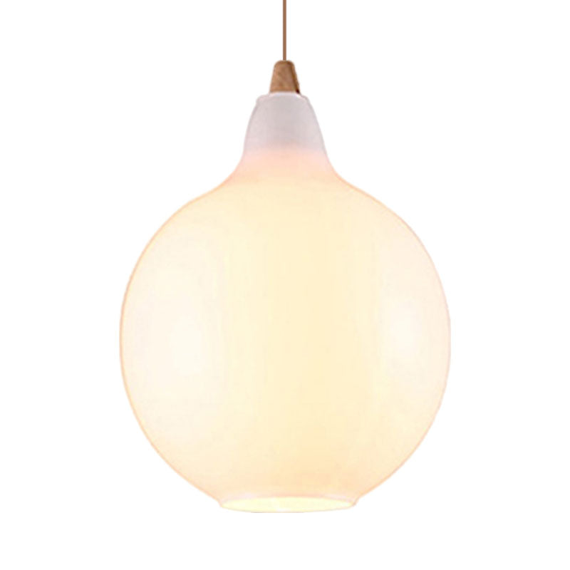 Contemporary Smoky/Amber/White Glass Pendant Light - Global/Gourd/Ellipse Design 1-Light Dining Room