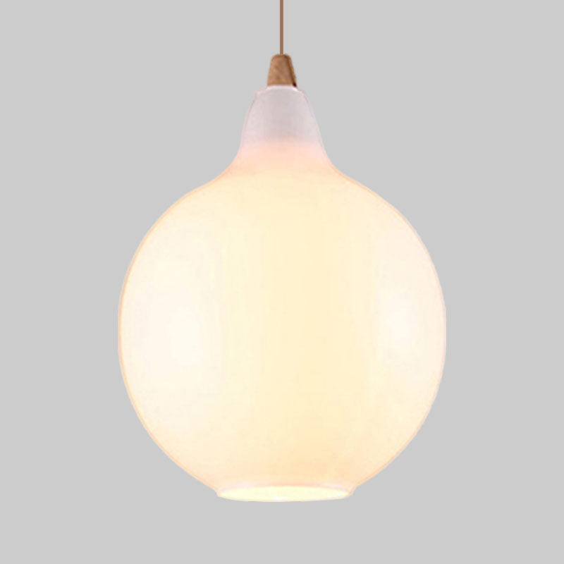 Contemporary Smoky/Amber/White Glass Pendant Light - Global/Gourd/Ellipse Design 1-Light Dining Room