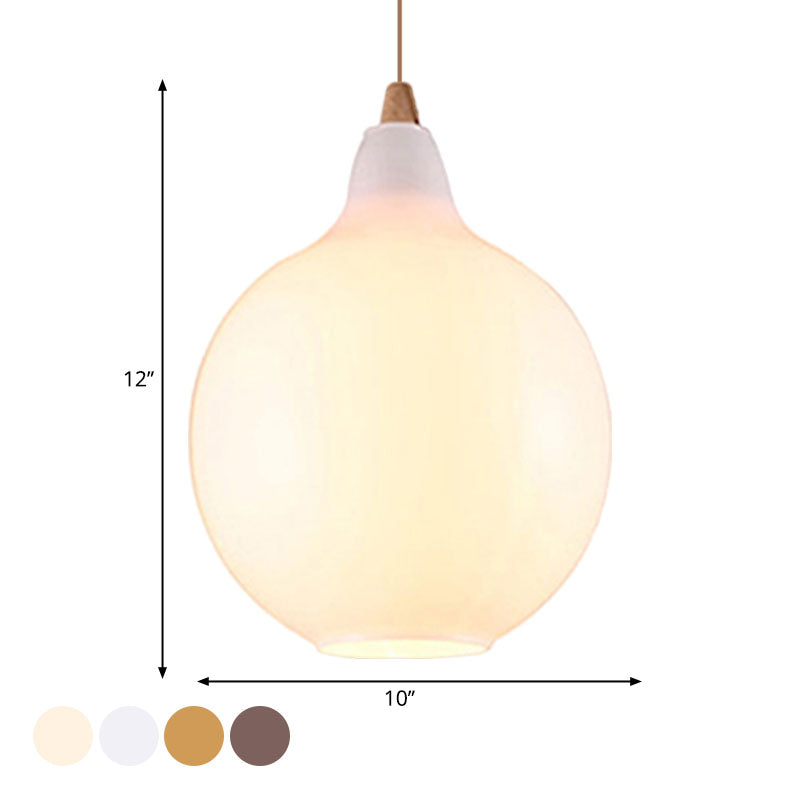 Contemporary Smoky/Amber/White Glass Pendant Light - Global/Gourd/Ellipse Design 1-Light Dining Room