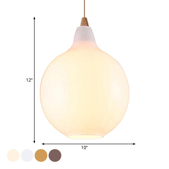 Contemporary Smoky/Amber/White Glass Pendant Light - Global/Gourd/Ellipse Design 1-Light Dining Room