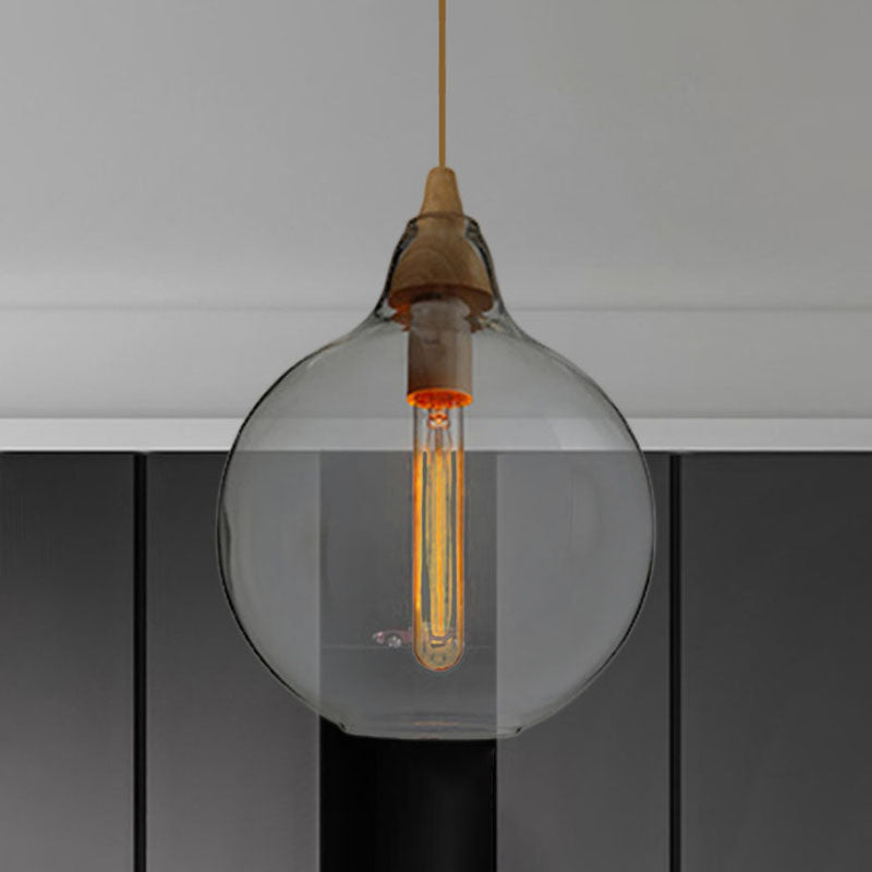 Contemporary Smoky/Amber/White Glass Pendant Light - Global/Gourd/Ellipse Design 1-Light Dining Room