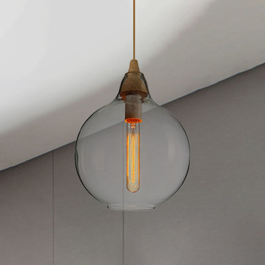 Contemporary Smoky/Amber/White Glass Pendant Light - Global/Gourd/Ellipse Design 1-Light Dining Room