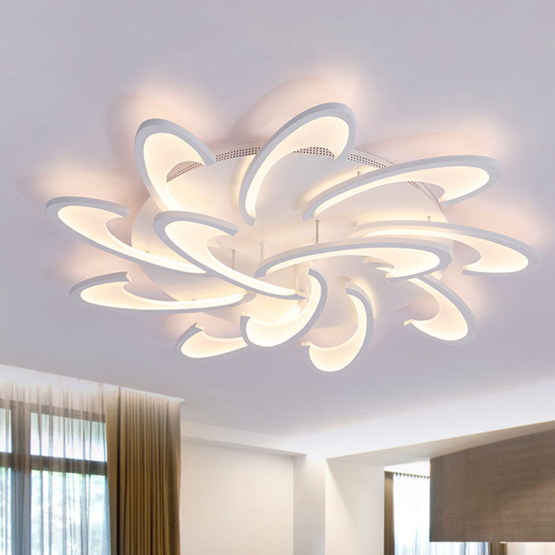 Modern Windmill Flush Ceiling Light - Acrylic Flushmount Fixture For Living Room With Multiple