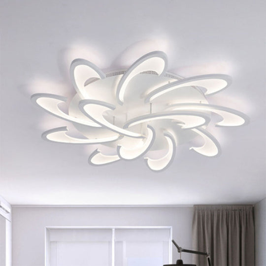 Modern Windmill Flush Ceiling Light - Acrylic Flushmount Fixture for Living Room with Multiple Lighting Options