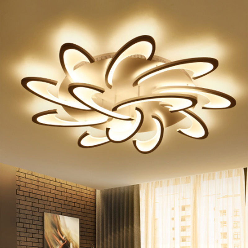 Modern Windmill Flush Ceiling Light - Acrylic Flushmount Fixture for Living Room with Multiple Lighting Options