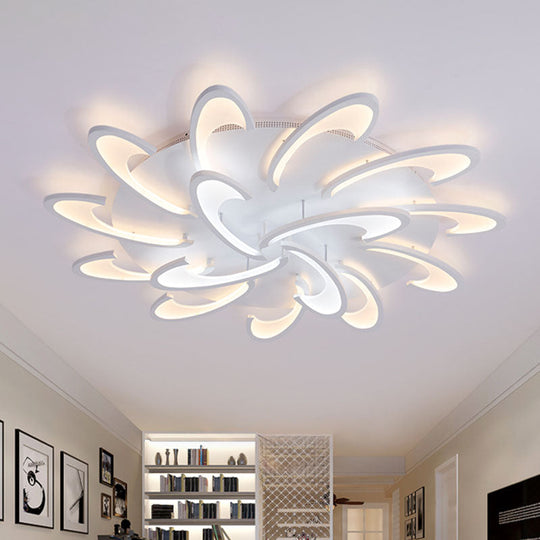 Modern Windmill Flush Ceiling Light - Acrylic Flushmount Fixture for Living Room with Multiple Lighting Options