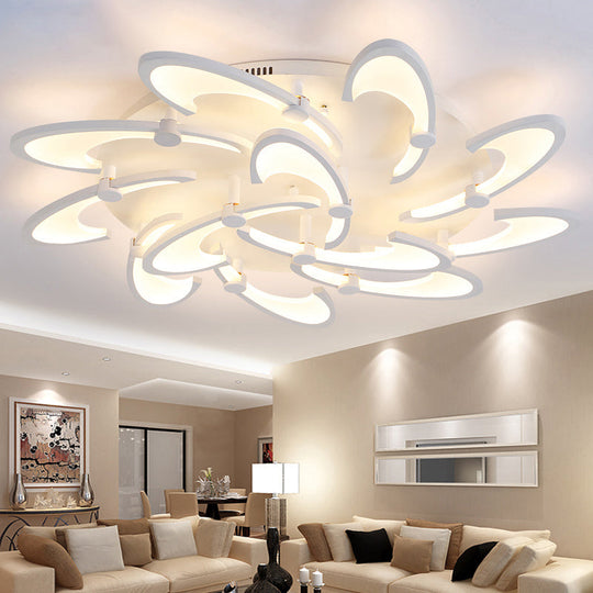 Contemporary Floral Led Ceiling Light Fixture In Warm/White/Natural With 3/6/9 Lights 12 / White