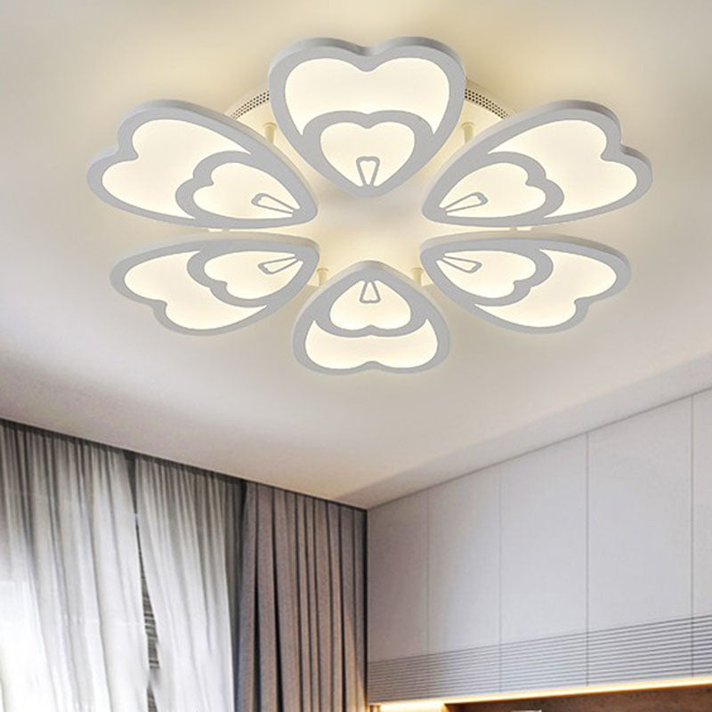 Contemporary Acrylic Heart Ceiling Light - 6/9/12 Lights - Warm/White/Natural Light - Flush Mount for Dining Room