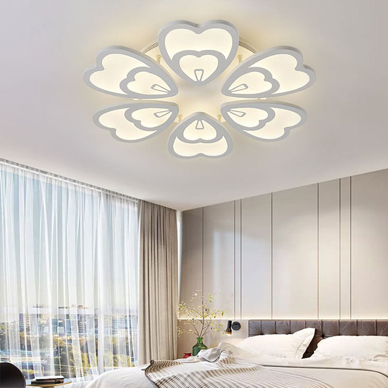 Contemporary Acrylic Heart Ceiling Light - 6/9/12 Lights - Warm/White/Natural Light - Flush Mount for Dining Room