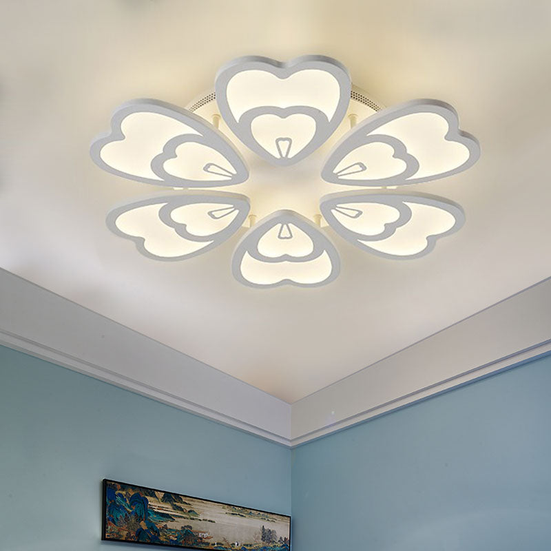 Contemporary Acrylic Heart Ceiling Light - 6/9/12 Lights - Warm/White/Natural Light - Flush Mount for Dining Room