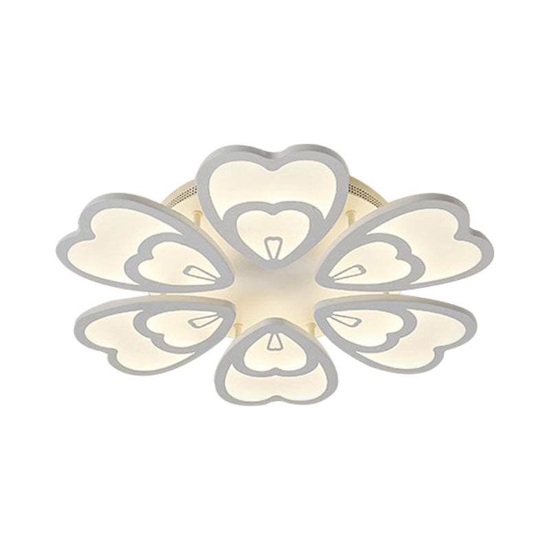 Contemporary Acrylic Heart Ceiling Light - 6/9/12 Lights - Warm/White/Natural Light - Flush Mount for Dining Room