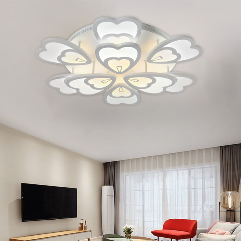 Contemporary Acrylic Heart Ceiling Light - 6/9/12 Lights - Warm/White/Natural Light - Flush Mount for Dining Room