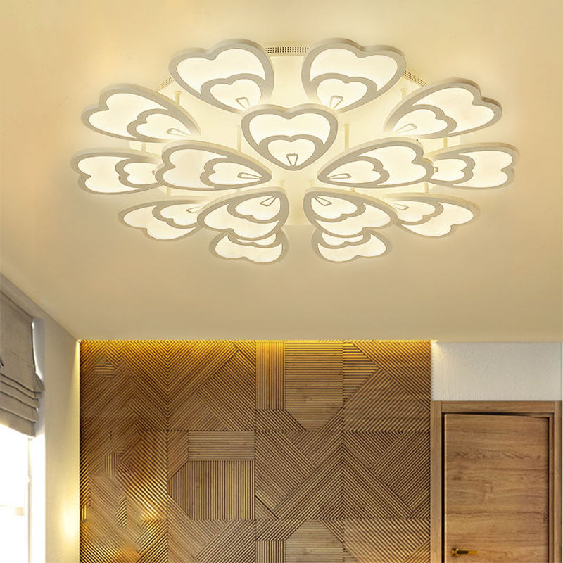 Contemporary Acrylic Heart Ceiling Light - 6/9/12 Lights - Warm/White/Natural Light - Flush Mount for Dining Room