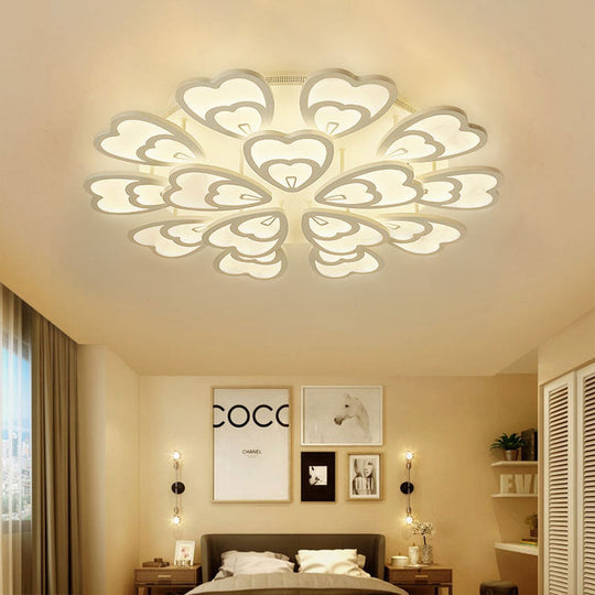 Contemporary Acrylic Heart Ceiling Light - 6/9/12 Lights - Warm/White/Natural Light - Flush Mount for Dining Room