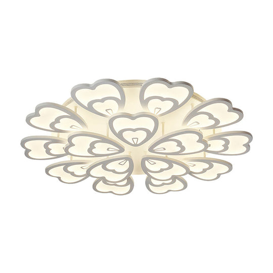 Contemporary Acrylic Heart Ceiling Light - 6/9/12 Lights - Warm/White/Natural Light - Flush Mount for Dining Room