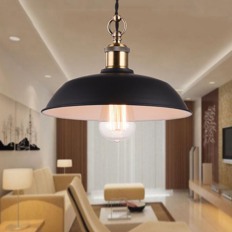 Retro Stylish Bowl Lampshade Pendant Light - Metallic Ceiling Fixture in Black