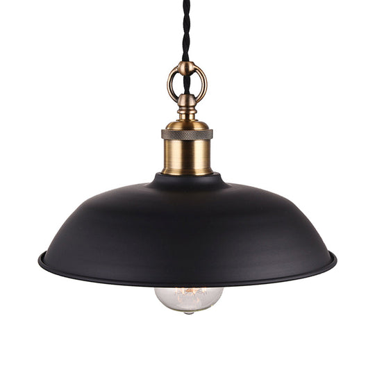 Retro Stylish Bowl Lampshade Pendant Light - Metallic Ceiling Fixture in Black