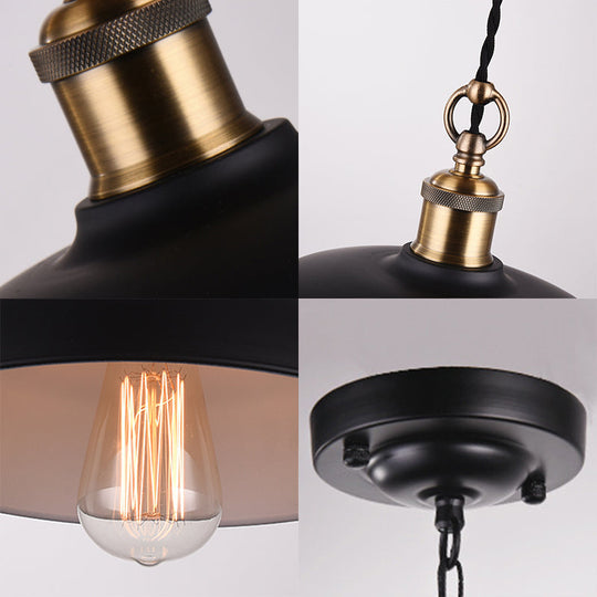 Retro Stylish Bowl Lampshade Pendant Light - Metallic Ceiling Fixture in Black