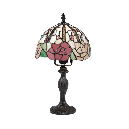 Vibrant Tiffany Rustic Stained Glass Desk Lamp With Floral And Seasonal Patterns - Perfect For Study