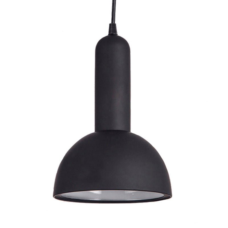 Industrial Style Domed Pendant Lamp In Black - Metallic Suspension Light For Living Room