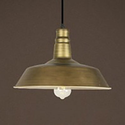 Vintage Brass Barn Pendant Light - Rustic Metal Restaurant Ceiling Hanging Lamp