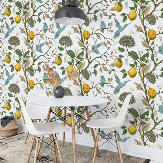 Eleanor's Hummingbird with Lemon Branch Wallpaper - Scandinavian Design