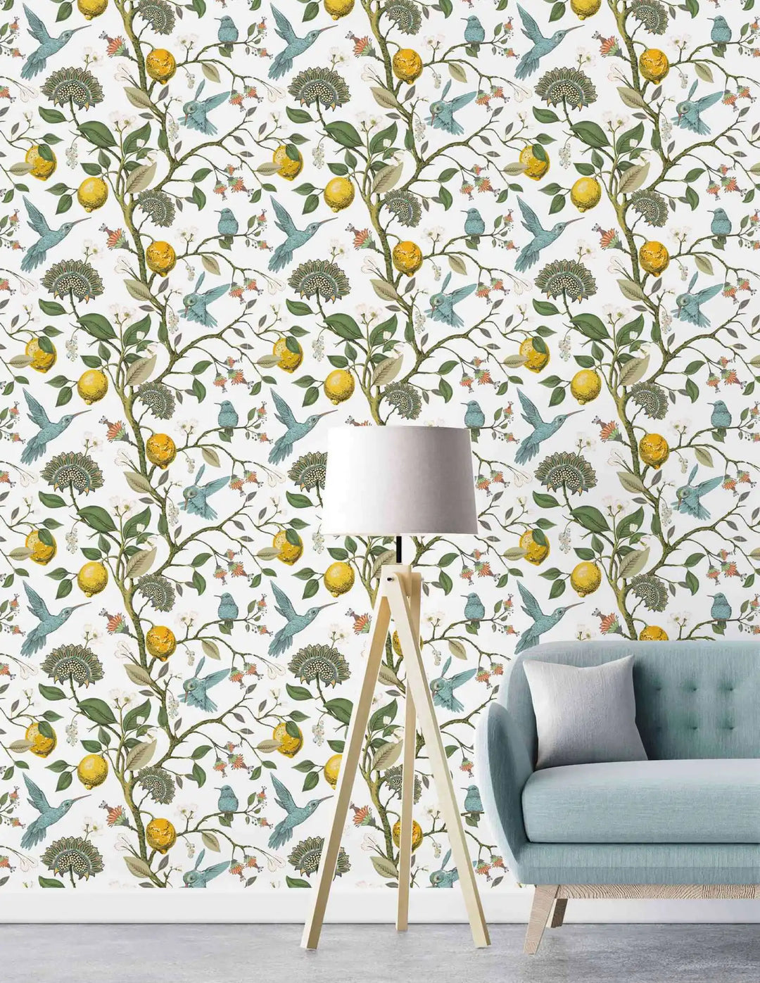 Eleanor's Hummingbird with Lemon Branch Wallpaper - Scandinavian Design