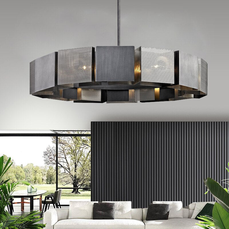 Emily's Modern Luxury Round Black Metal Chandelier