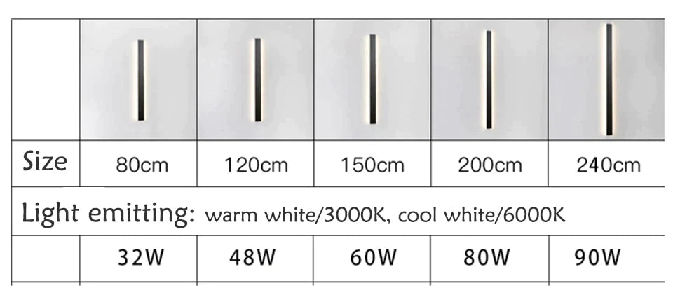 Waterproof Outdoor Wall Lamp LED Long Wall Lamp Aluminum Light Garden Villa Porch Sconce Light