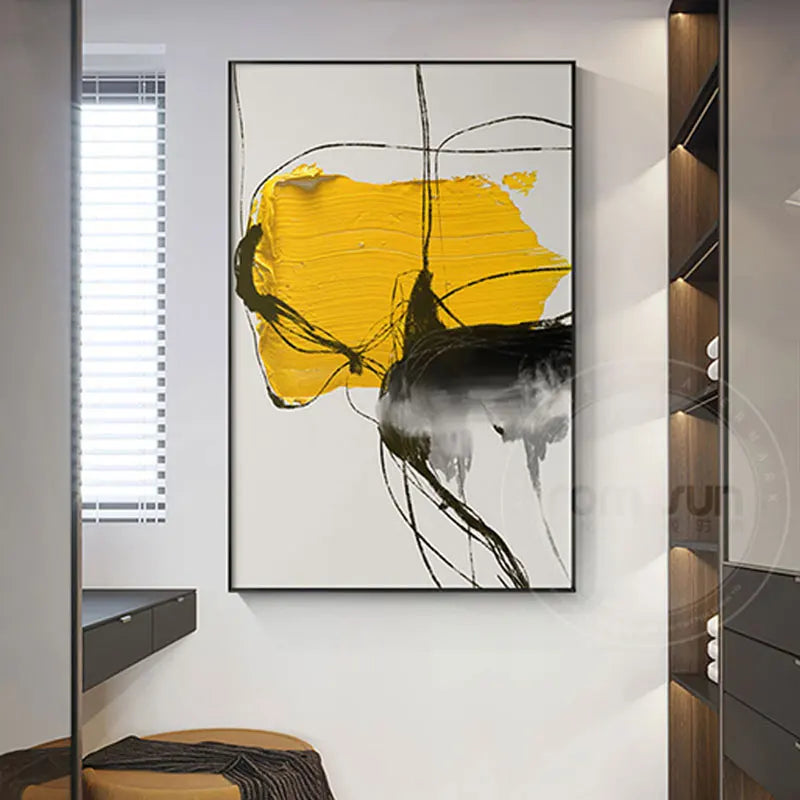 Zhuri Abstract Yellow Wall Art Painting Texture Canvas Poster