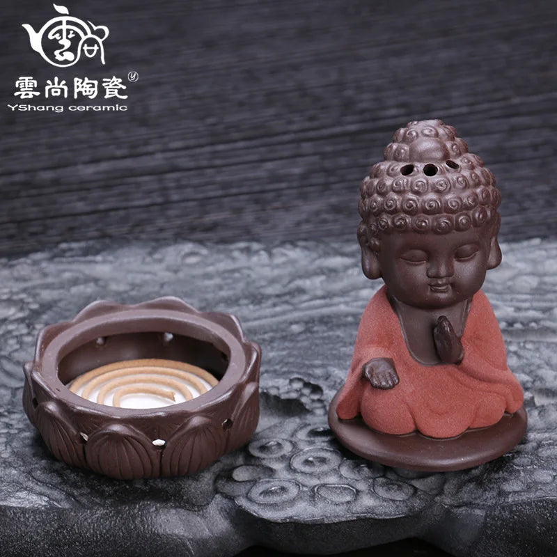 Evelyn's Ceramic Buddha Statue Incense Burner Stove