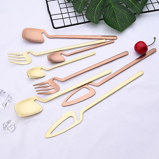 Madilyn 32-Piece Matte Gold Cutlery Set