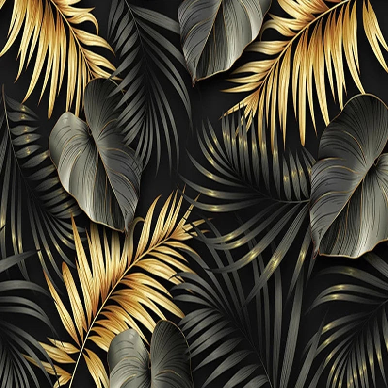 Sofia's Custom Mural Wallpaper: Nordic Hand-Painted Tropical Plant Leaf Lines