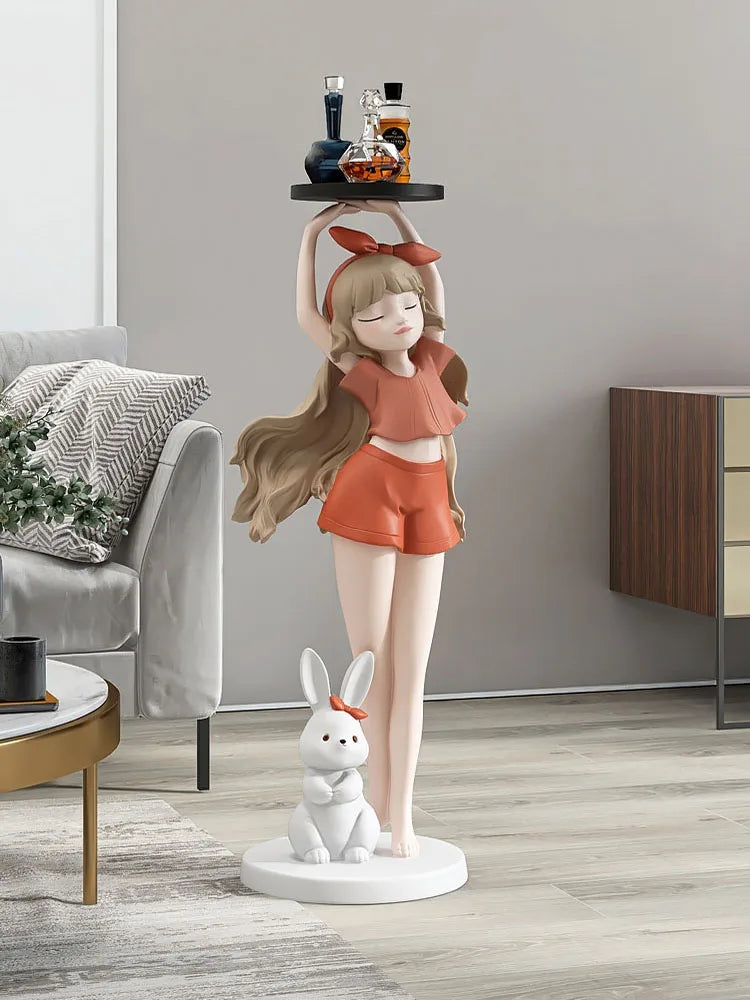 Sophie's Nordic Cartoon Girl Statue Tray Decoration