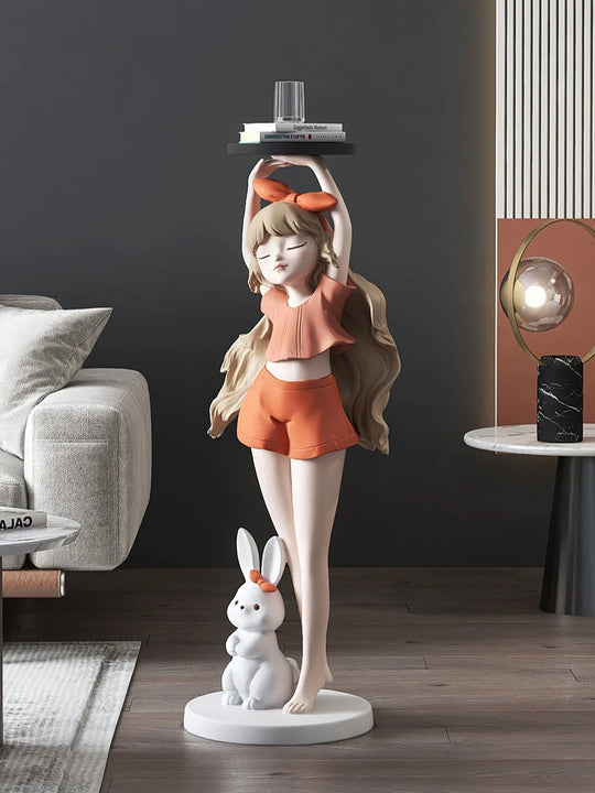 Sophie's Nordic Cartoon Girl Statue Tray Decoration