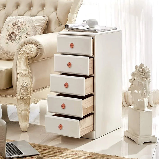 Kendra Furniture with Rose Gold Diamond-Shaped Crystal Drawer Knobs and Handles