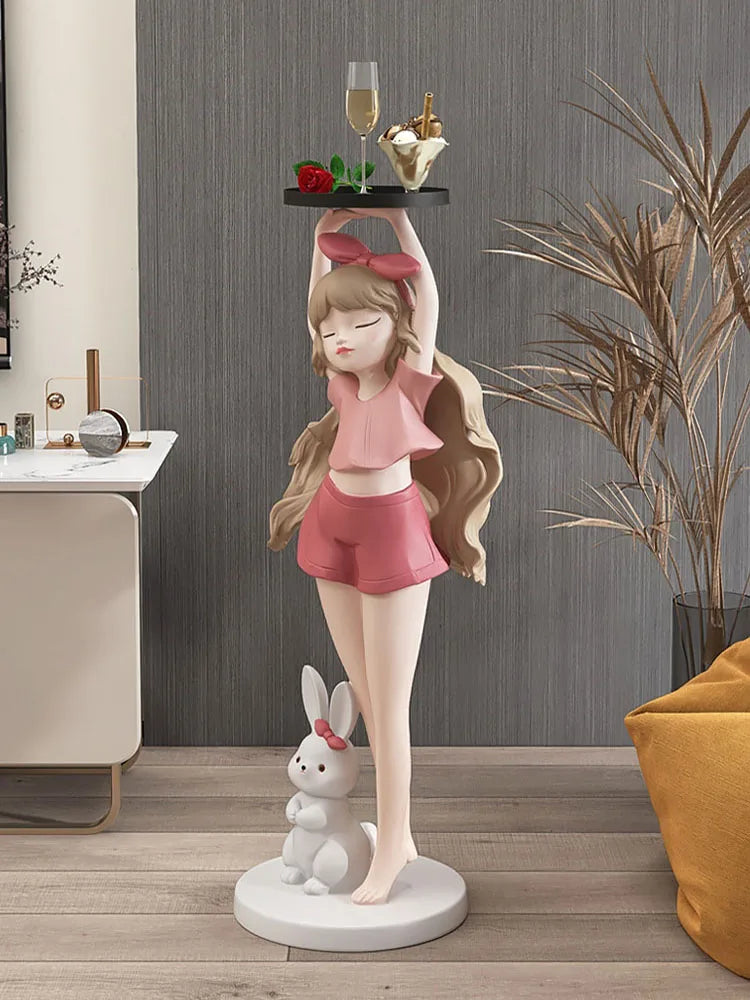 Sophie's Nordic Cartoon Girl Statue Tray Decoration