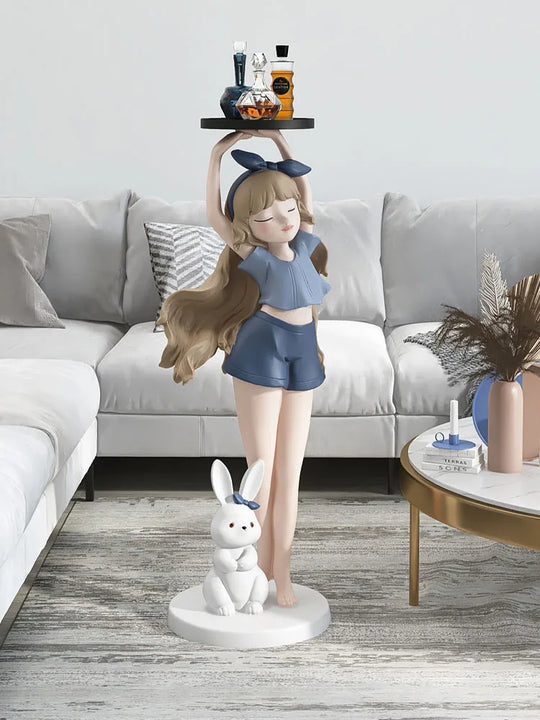 Sophie's Nordic Cartoon Girl Statue Tray Decoration