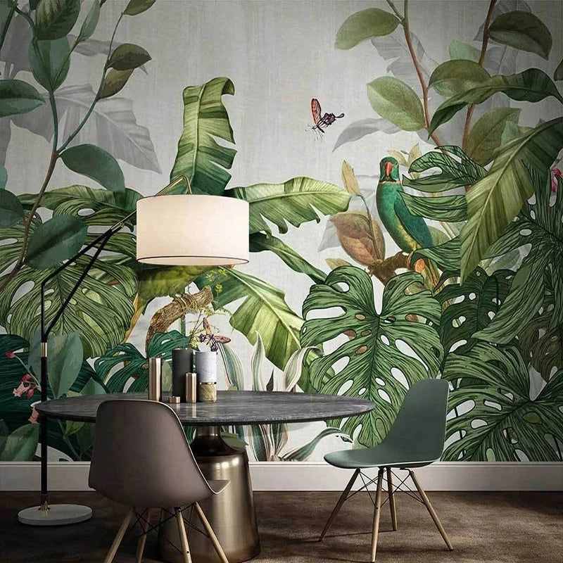 Emily's  Custom Mural Wallpaper: Nordic Hand Painted Tropical Rainforest