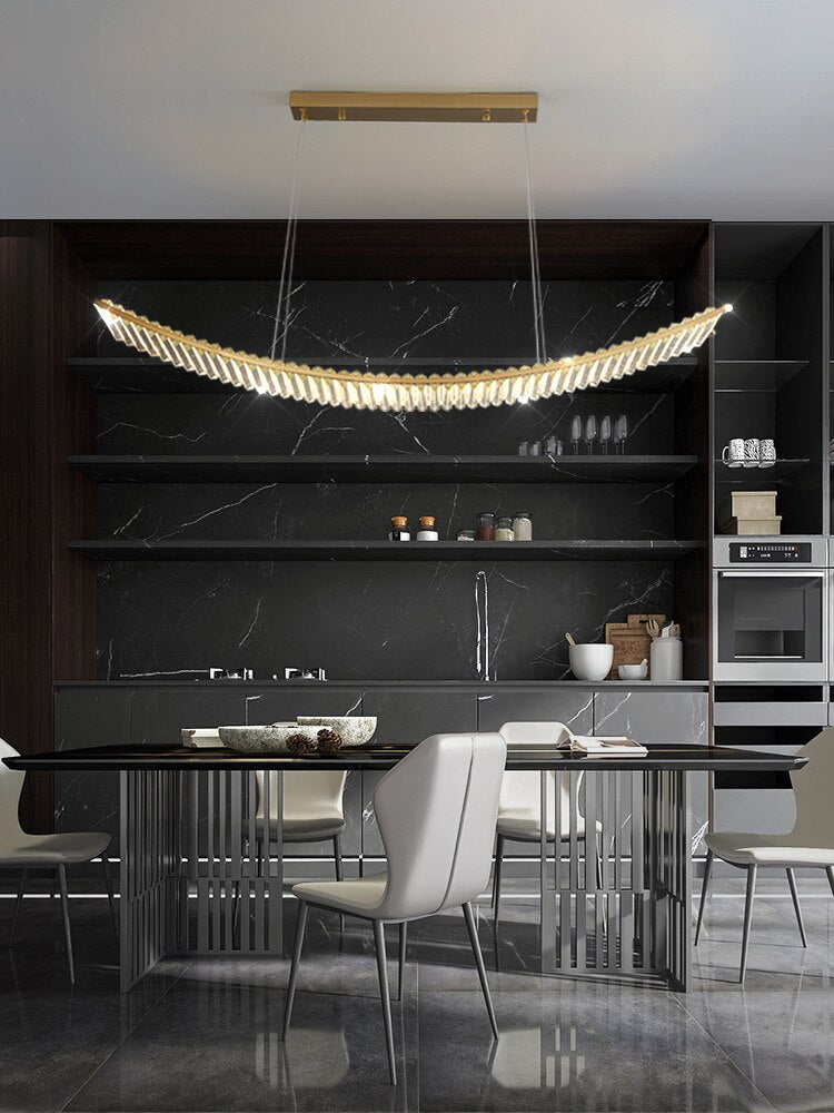 Shopia - Luxury Arch Crystal Suspension Chandelier Modern Lighting Design Ceiling Light Fixtures