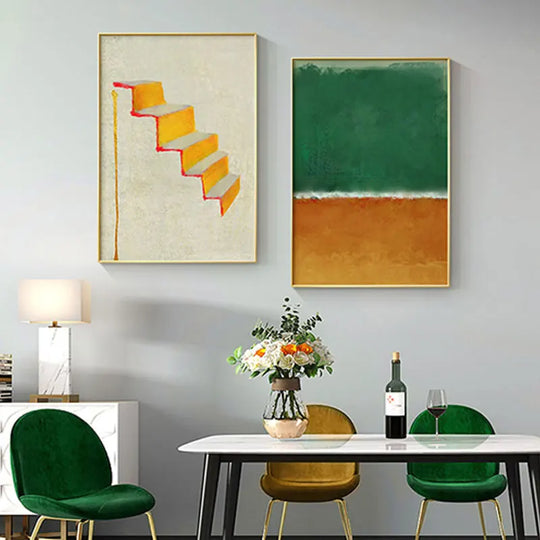 Willa Abstract Yellow and Green Wall Art Poster Prints