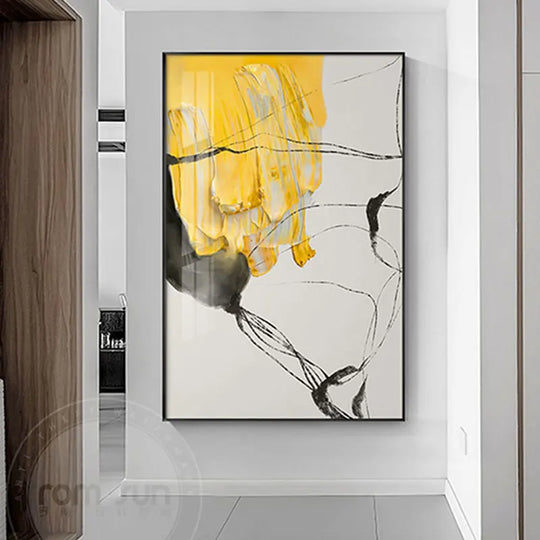 Zhuri Abstract Yellow Wall Art Painting Texture Canvas Poster